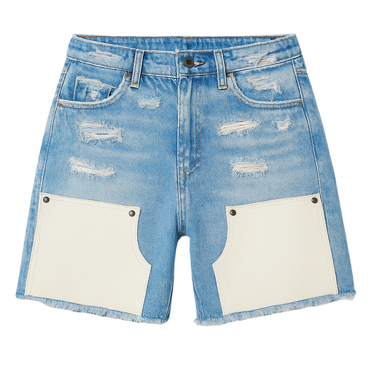 THE DIRTSMAN RIPPED DENIM SHORTS BLUE